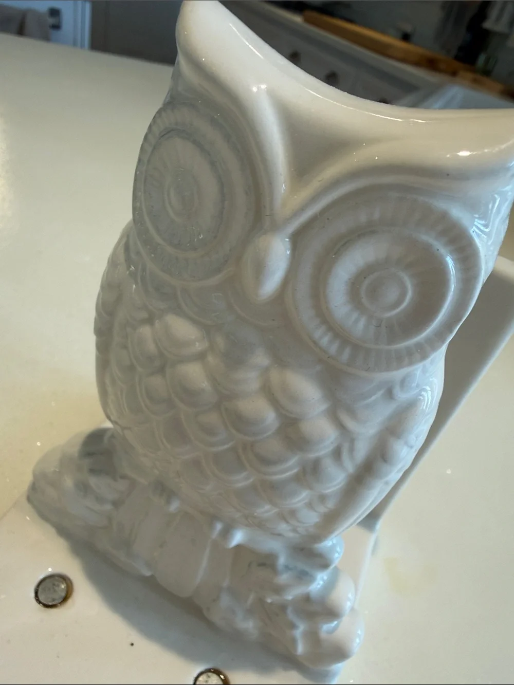 Vintage White Owl Salt and Pepper Set with Napkin Holder